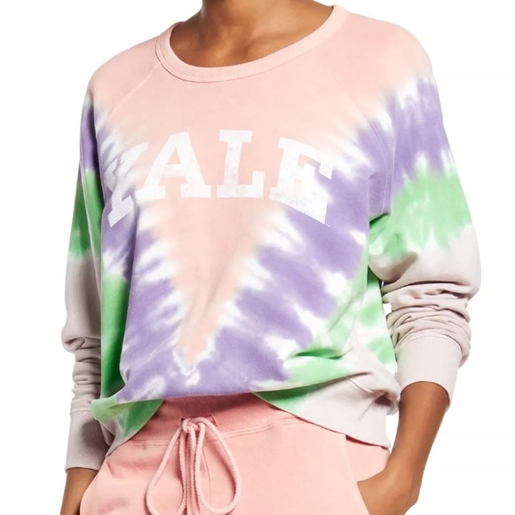 Daydreamer Yale Peach Combo Tie Dye Sweatshirt Crewneck Groovy Sz M - Picture 1 of 11